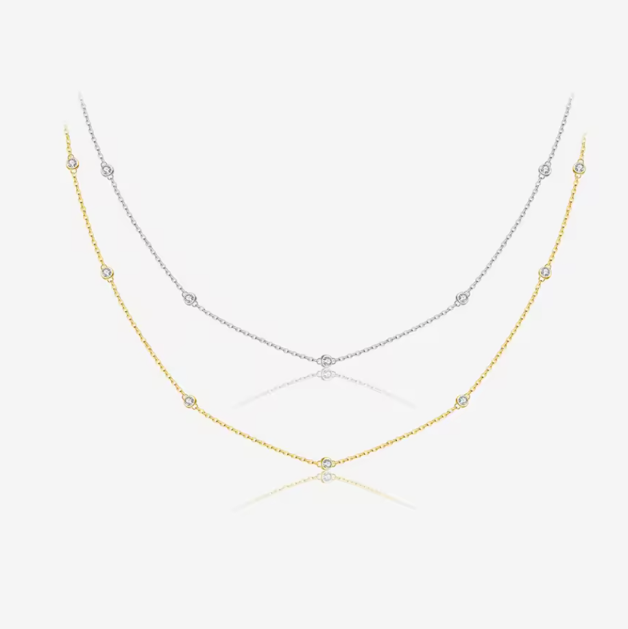 "Starlight" Bezel Station Necklace